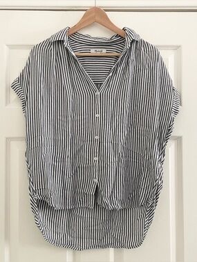 Madewell Central Shirt in Gabriel Stripe, XXS, Deep Navy